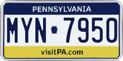 PA license plate MYN7950