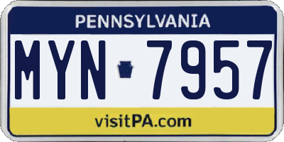 PA license plate MYN7957