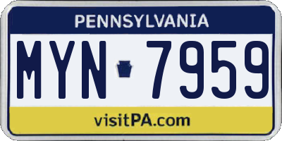 PA license plate MYN7959