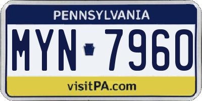 PA license plate MYN7960