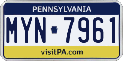 PA license plate MYN7961
