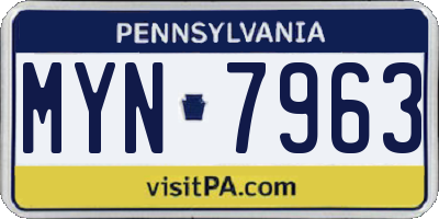 PA license plate MYN7963