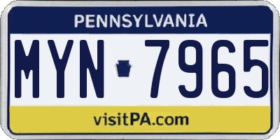PA license plate MYN7965
