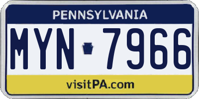 PA license plate MYN7966