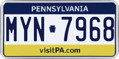 PA license plate MYN7968
