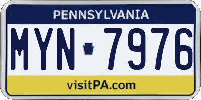 PA license plate MYN7976