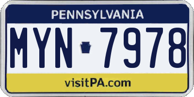 PA license plate MYN7978