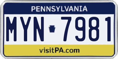 PA license plate MYN7981