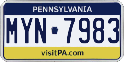 PA license plate MYN7983