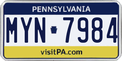 PA license plate MYN7984