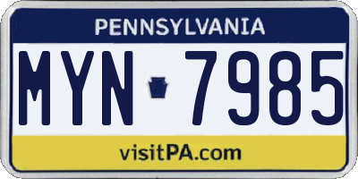 PA license plate MYN7985