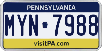 PA license plate MYN7988