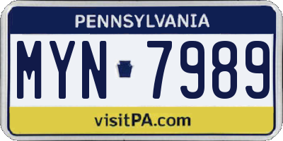 PA license plate MYN7989