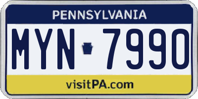 PA license plate MYN7990