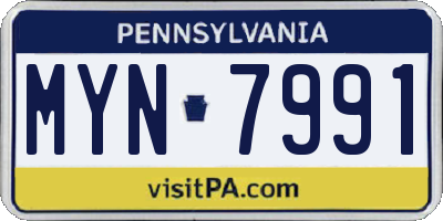 PA license plate MYN7991