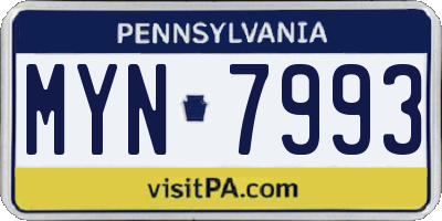 PA license plate MYN7993