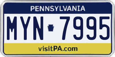 PA license plate MYN7995