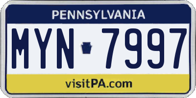 PA license plate MYN7997