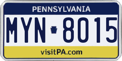 PA license plate MYN8015