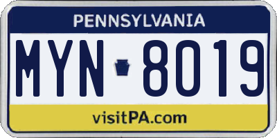PA license plate MYN8019