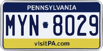 PA license plate MYN8029