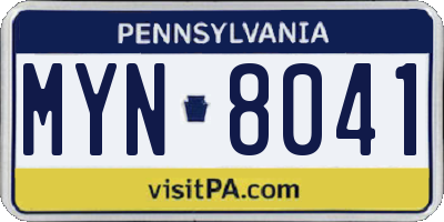 PA license plate MYN8041