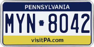PA license plate MYN8042