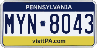 PA license plate MYN8043