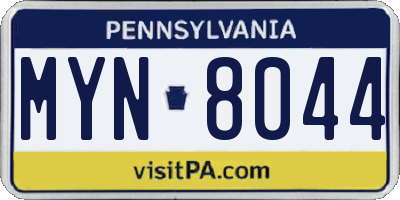 PA license plate MYN8044