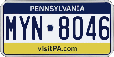 PA license plate MYN8046