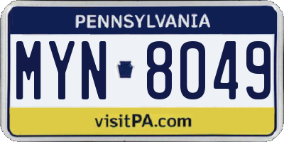 PA license plate MYN8049
