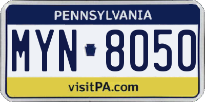 PA license plate MYN8050