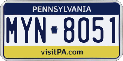 PA license plate MYN8051