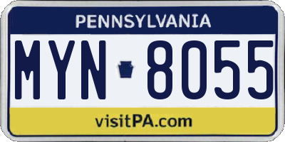 PA license plate MYN8055