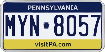 PA license plate MYN8057