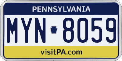 PA license plate MYN8059