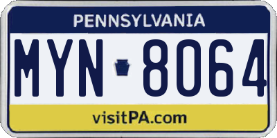 PA license plate MYN8064