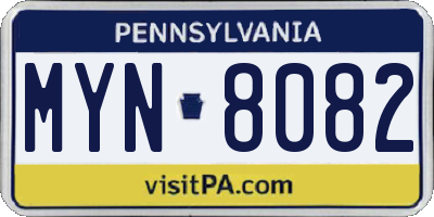 PA license plate MYN8082