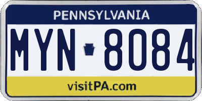 PA license plate MYN8084