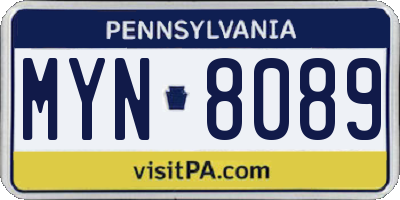 PA license plate MYN8089