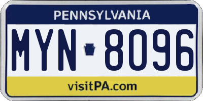 PA license plate MYN8096