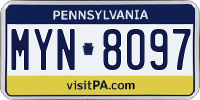 PA license plate MYN8097