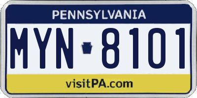 PA license plate MYN8101