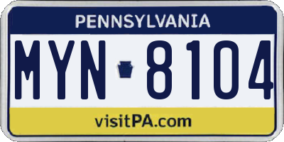 PA license plate MYN8104