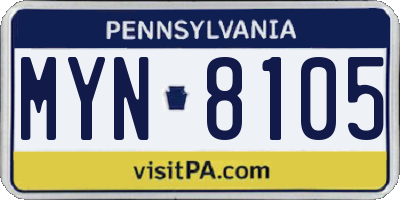 PA license plate MYN8105