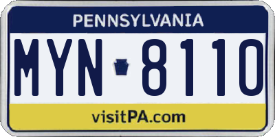 PA license plate MYN8110