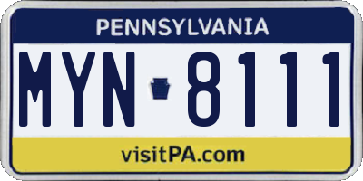 PA license plate MYN8111