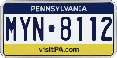 PA license plate MYN8112