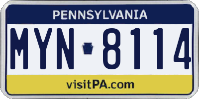 PA license plate MYN8114