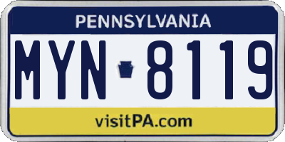 PA license plate MYN8119